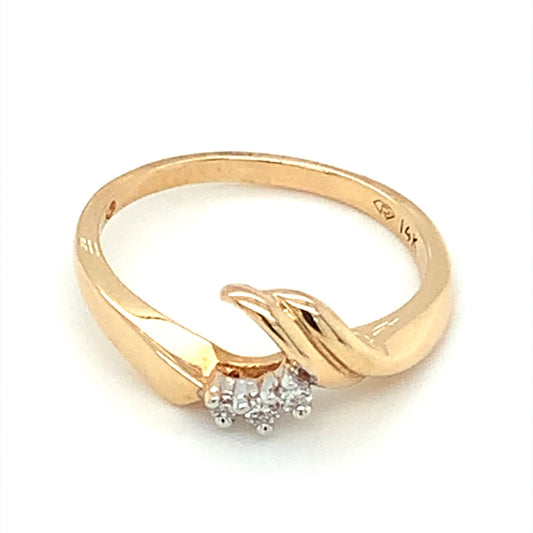 Diamond Wrap-Style Engagement Estate Ring in 14-Karat Yellow Gold