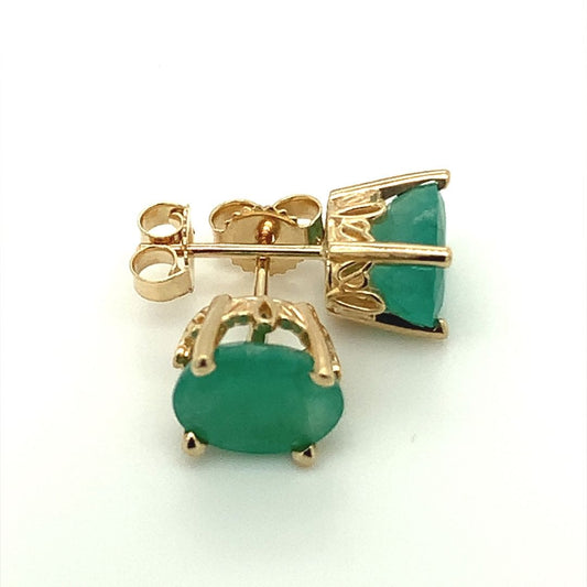 Emerald Earrings in 14-Karat Yellow Gold