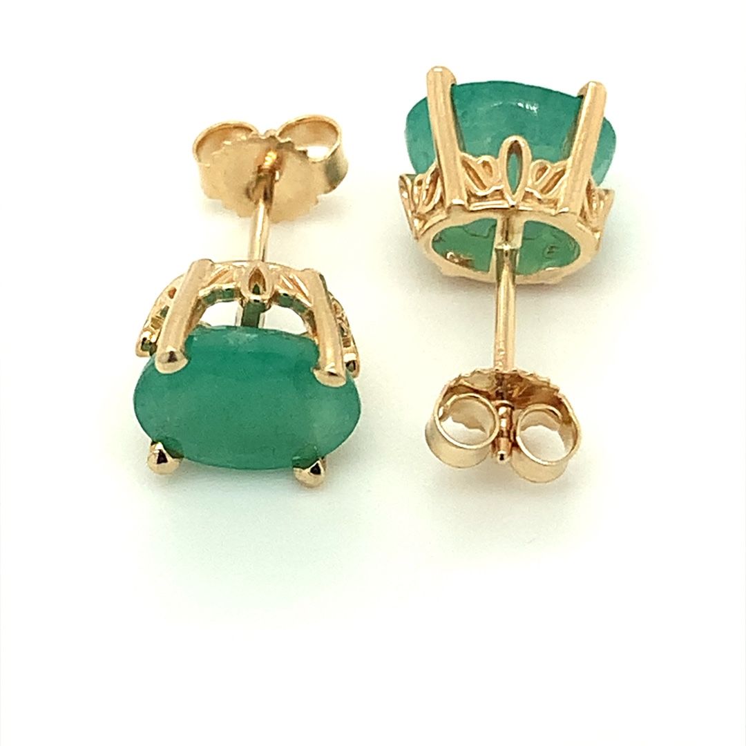 Emerald Earrings in 14-Karat Yellow Gold