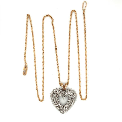 Diamond Heart Estate Necklace in 14-Karat Yellow Gold