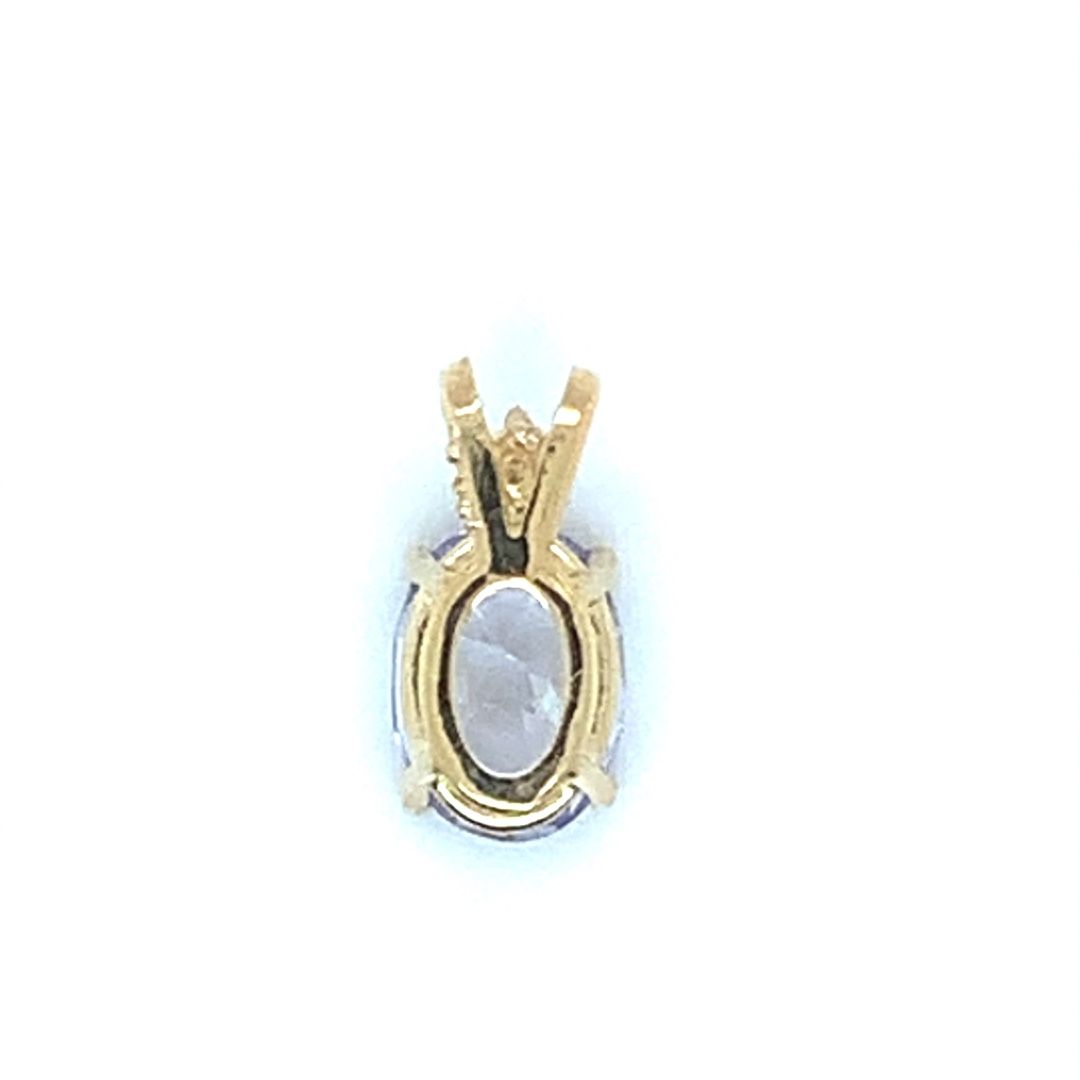 Oval Sapphire with Diamond Pendant in 14-Karat Yellow Gold