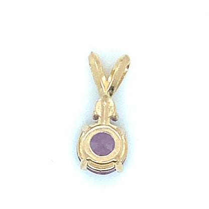 Round Sapphire with Diamond Pendant in 14-Karat Yellow Gold