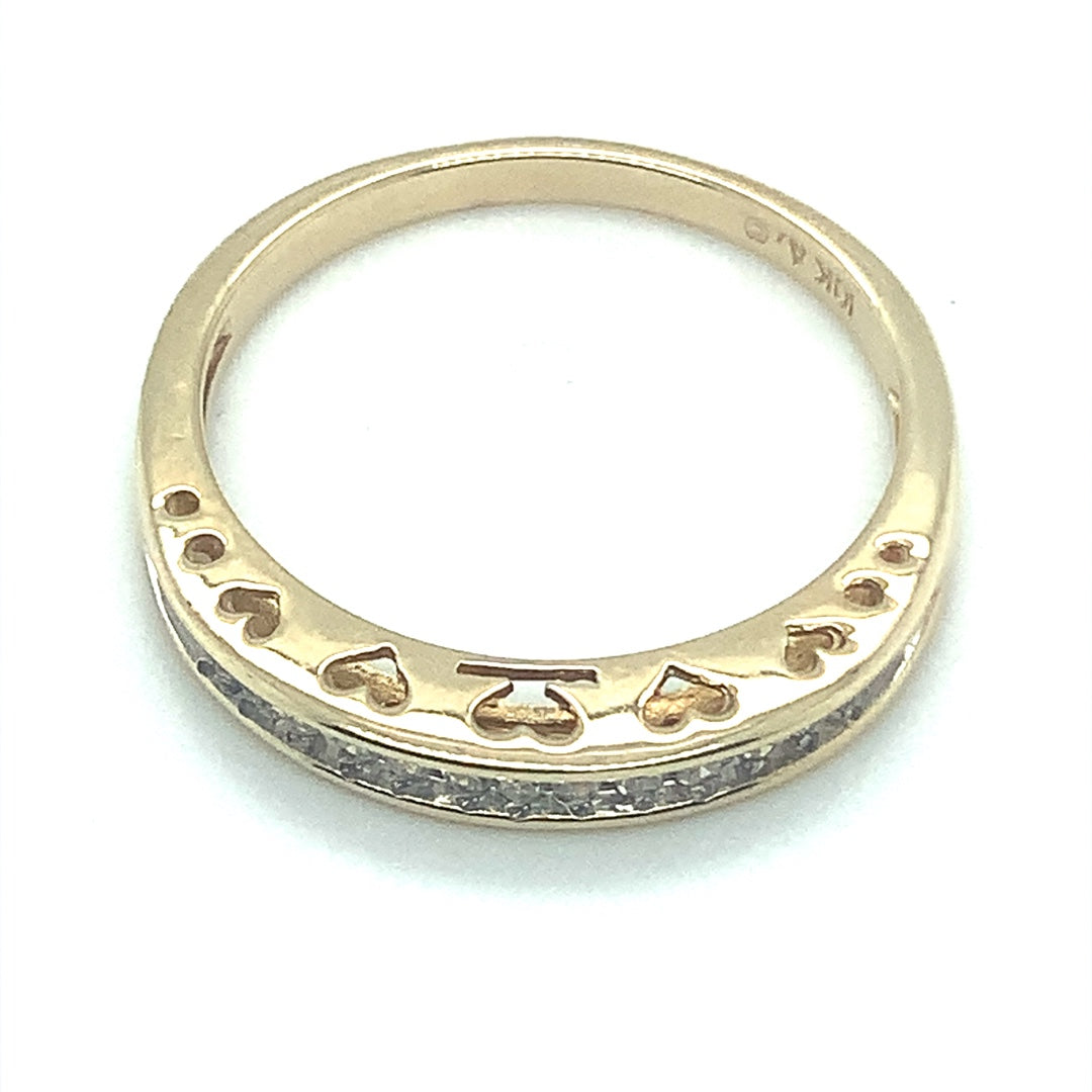 Diamond Estate Ring with Heart Cutouts in 10-Karat Yellow Gold