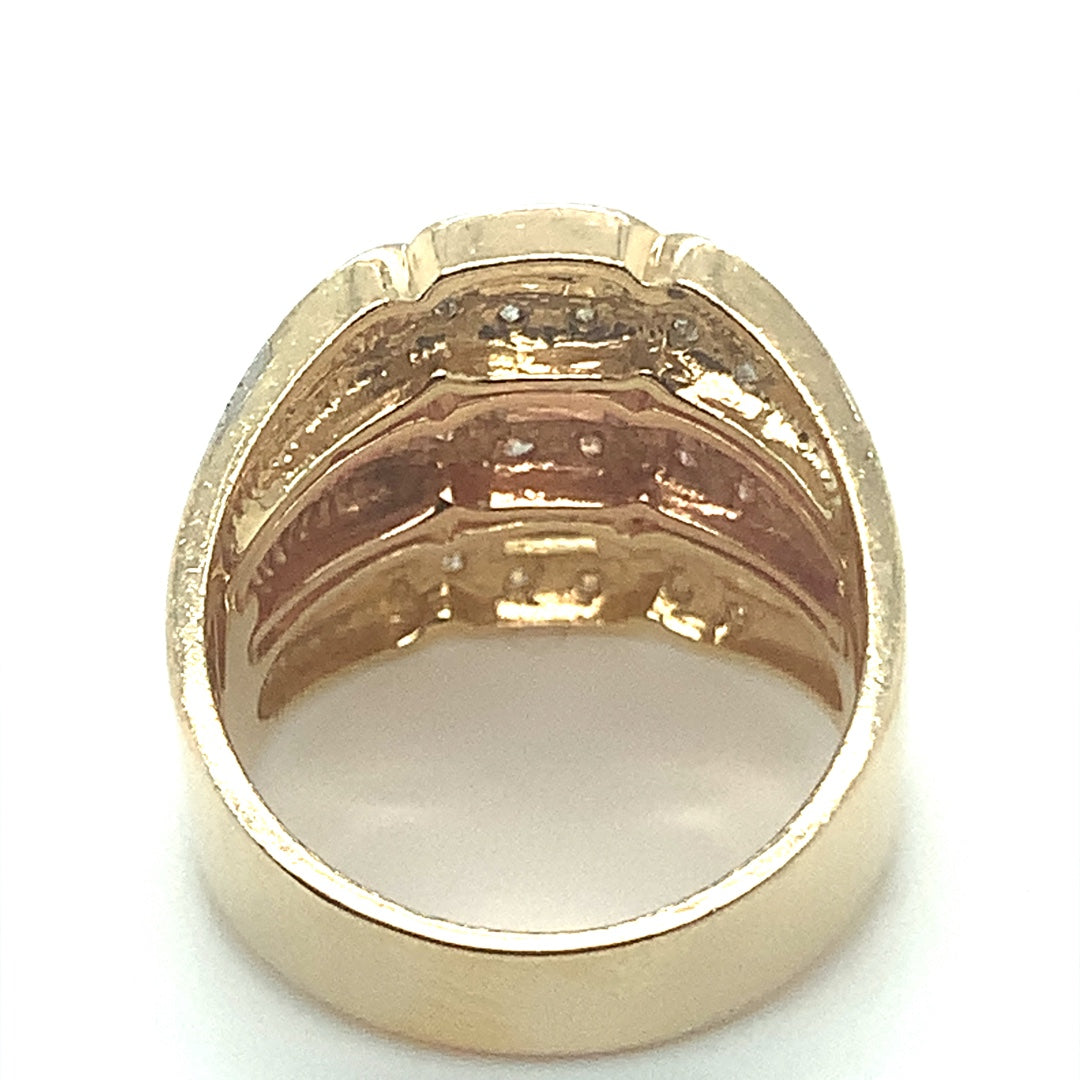 Cubic Zirconia Estate Ring in 14-Karat Yellow, Pink, and White Gold