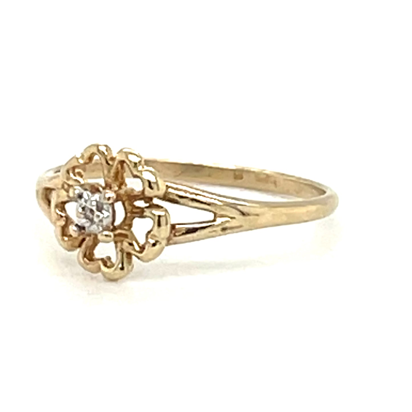 Diamond Flower Ring in 10-Karat Yellow Gold