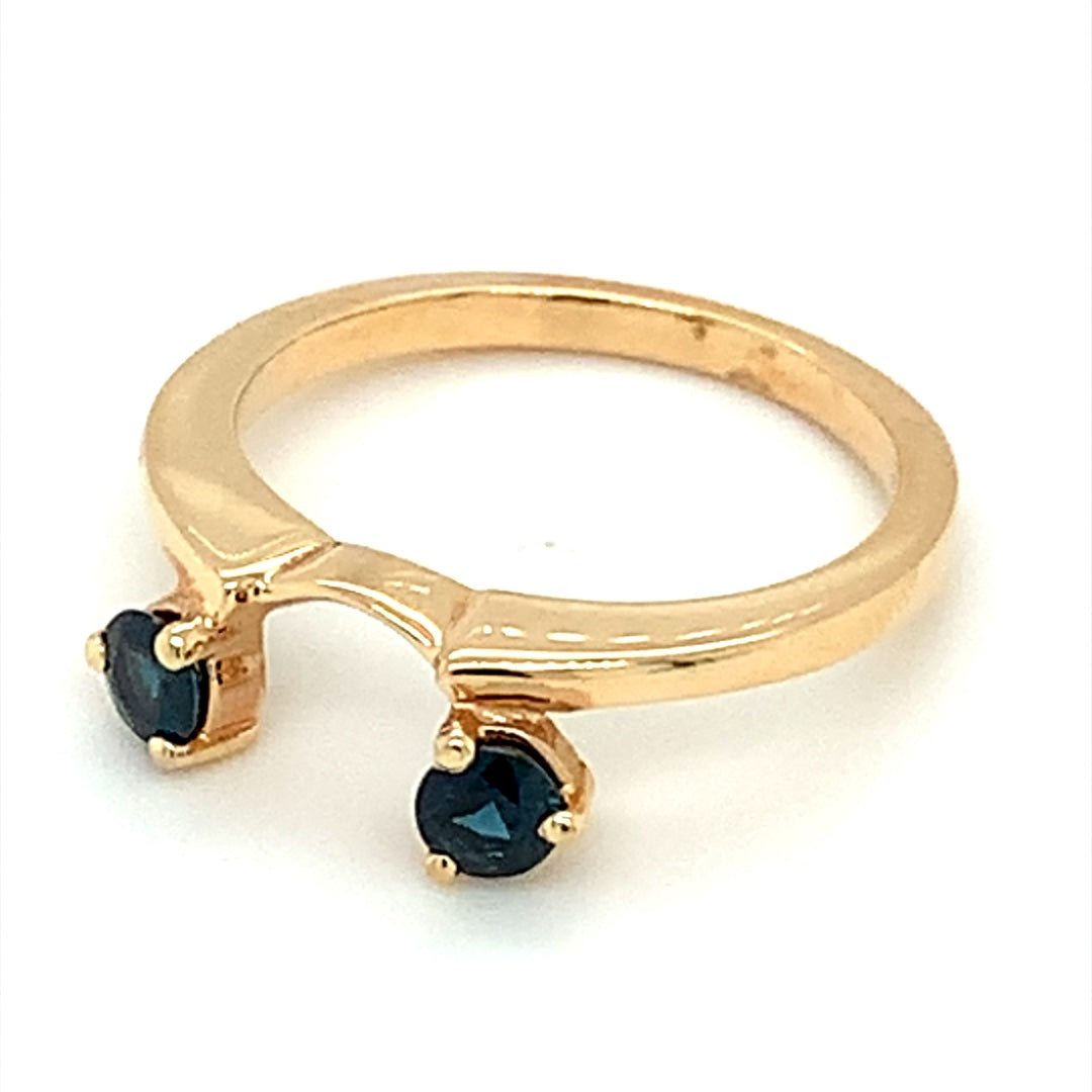 Two Sapphire Wrap-Style Estate Ring in 14-Karat Yellow Gold