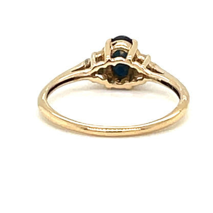 Oval Sapphire and Diamond Estate Ring in 10-Karat Yellow Gold