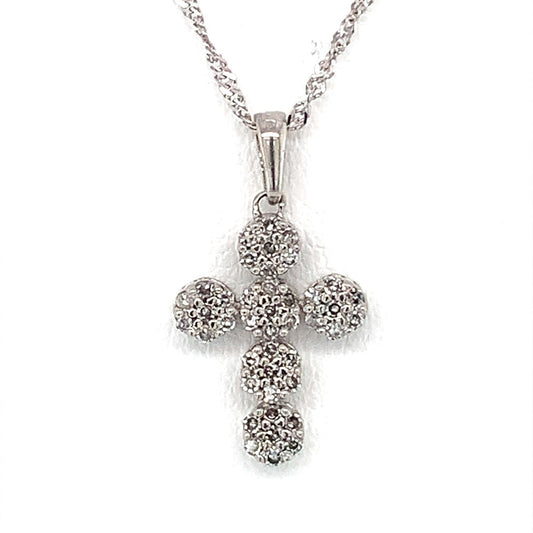 Diamond Cross Estate Necklace in 18-Karat White Gold