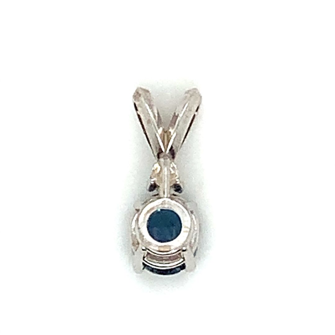 Blue Sapphire and Diamond Pendant in 14-Karat White Gold