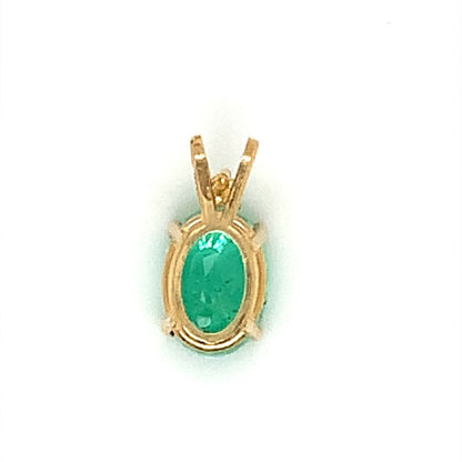 Oval Emerald with Round Diamond Estate Pendant in 14-Karat Yellow Gold
