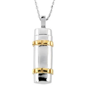 The Inez Necklace - Sterling Silver 14K Yellow Gold Plated Cylinder Ash Holder 18" Necklace