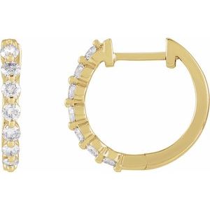 The Jean Earrings – 14K Yellow Gold 1/2 CTW Natural Diamond Hinged 15.25 mm Hoop Earrings