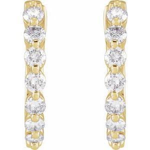 The Jean Earrings – 14K Yellow Gold 1/2 CTW Natural Diamond Hinged 15.25 mm Hoop Earrings