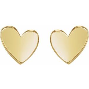 The Claire Earrings – 14K Yellow Gold  6 mm Asymmetrical Heart Earrings