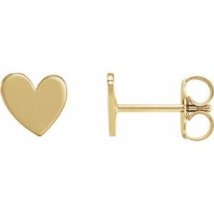 The Claire Earrings – 14K Yellow Gold  6 mm Asymmetrical Heart Earrings