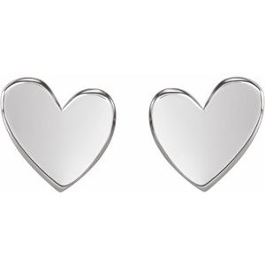 The Claire Earrings – 14K White Gold 6 mm Asymmetrical Heart Earrings