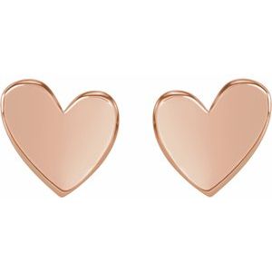 The Claire Earrings – 14K Rose Gold 6 mm Asymmetrical Heart Earrings