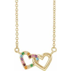 The Brittany Necklace - 14K Yellow Gold Natural Multi-Gemstone Rainbow 18" Necklace