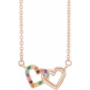 The Brittany Necklace -14K Rose Natural Multi-Gemstone Rainbow 18" Necklace