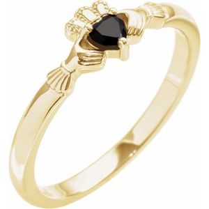 The Miranda Ring - 14K Yellow Gold Natural Black Onyx Claddagh Ring