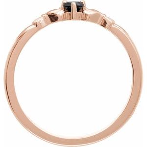 The Miranda Ring - 14K Rose Gold Natural Black Onyx Claddagh Ring