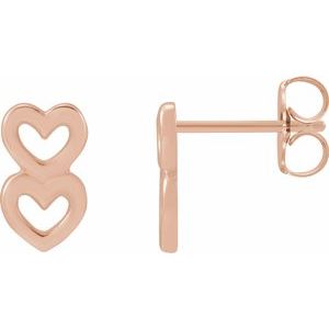 The Diane Earrings - 14K Rose Gold Two Heart Earrings