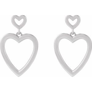 The Erin Earrings – 14K White Gold Dangle Heart Earrings