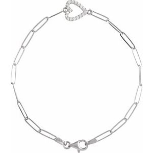 The Darla Bracelet – 14K White Gold 1/8 CTW Natural Diamond Heart 7" Bracelet