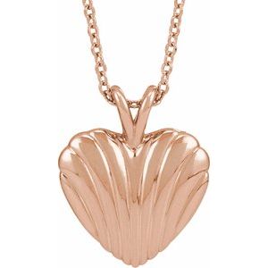 The Melissa Necklace – 14K Rose Gold Ribbed Heart 16-18" Necklace