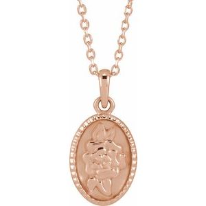 The Isobel Necklace – 14K Rose Gold Floral Coin 16-18" Necklace
