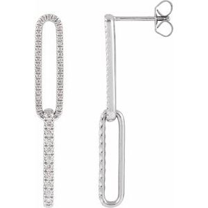 The Ginny Earrings - 14K White Gold 1/2 CTW Lab-Grown Diamond Elongated Link Earrings