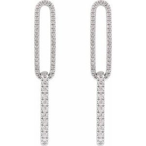 The Ginny Earrings - 14K White Gold 1/2 CTW Lab-Grown Diamond Elongated Link Earrings