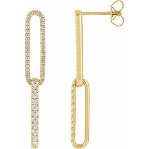 The Ginny Earrings - 14K Yellow Gold 1/2 CTW Lab-Grown Diamond Elongated Link Earrings