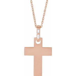The Amber Necklace – 14K Rose Gold .03 CTW Natural Diamond Cross 16-18" Necklace Mounting