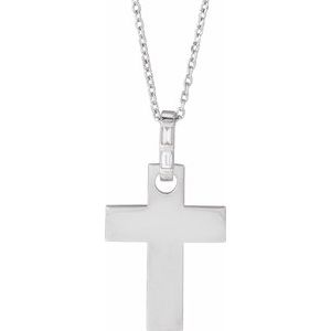 The Amber Necklace – 14K White Gold .03 CTW Natural Diamond Cross 16-18" Necklace Mounting