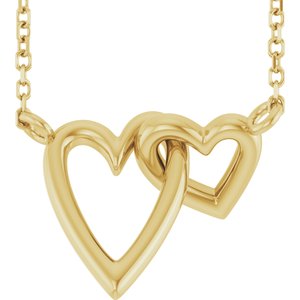 The Brenda Necklace – 14K Yellow Gold Interlocking Hearts 18" Necklace