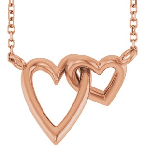 The Brenda Necklace – 14K Rose Gold Interlocking Hearts 18" Necklace