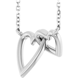 The Brenda Necklace – 14K White Gold Interlocking Hearts 18" Necklace