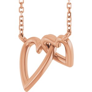 The Brenda Necklace – 14K Rose Gold Interlocking Hearts 18" Necklace