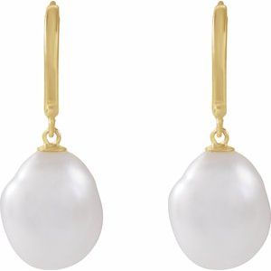 The Sarah Earrings - 14K Yellow Gold Cultured White Freshwater Keshi Pearl Hoop Earrings