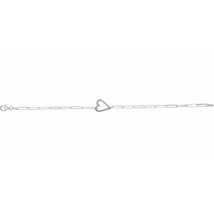 The Cindy Bracelet – 14K White Gold Heart & Paperclip-Style Chain 7" Bracelet