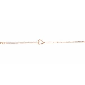 The Cindy Bracelet – 14K Rose Gold Heart & Paperclip-Style Chain 7" Bracelet