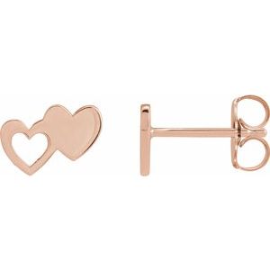 The Marnie Earrings - 14K Rose Gold Double Heart Stud Earrings