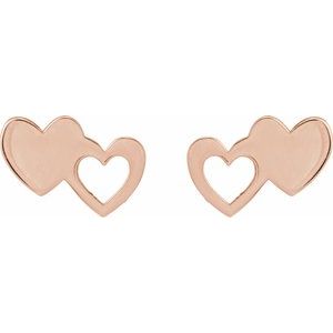 The Marnie Earrings - 14K Rose Gold Double Heart Stud Earrings