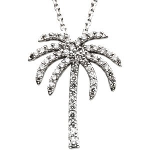 The Isabella Necklace - 14K White Gold 1/4 CTW Natural Diamond Palm Tree 16" Necklace