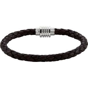 The Leslie Bracelet - Stainless Steel & 6 mm Black Braided Leather 9" Bracelet