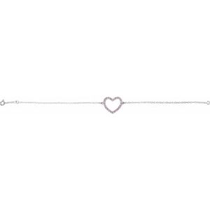 The Tara Bracelet – Sterling Silver Pink Cubic Zirconia Heart 7" Bracelet