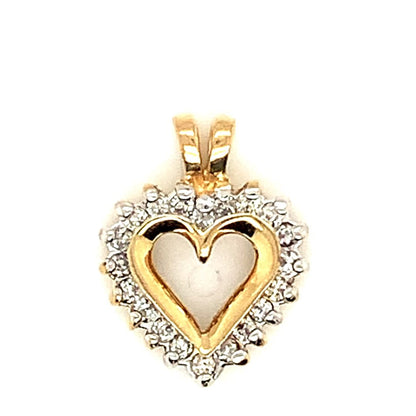 Diamond Heart Estate Pendant in 10-Karat Yellow Gold