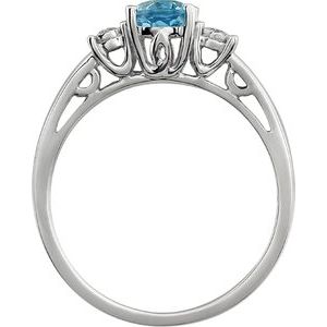 The Gloria Ring – 14K White Gold Natural Aquamarine & .04 CTW Natural Diamond Ring