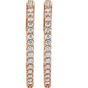 The Grace Earrings – 14K Rose Gold 1 CTW Natural Diamond Inside-Outside 26.5 mm Hinged Hoop Earrings